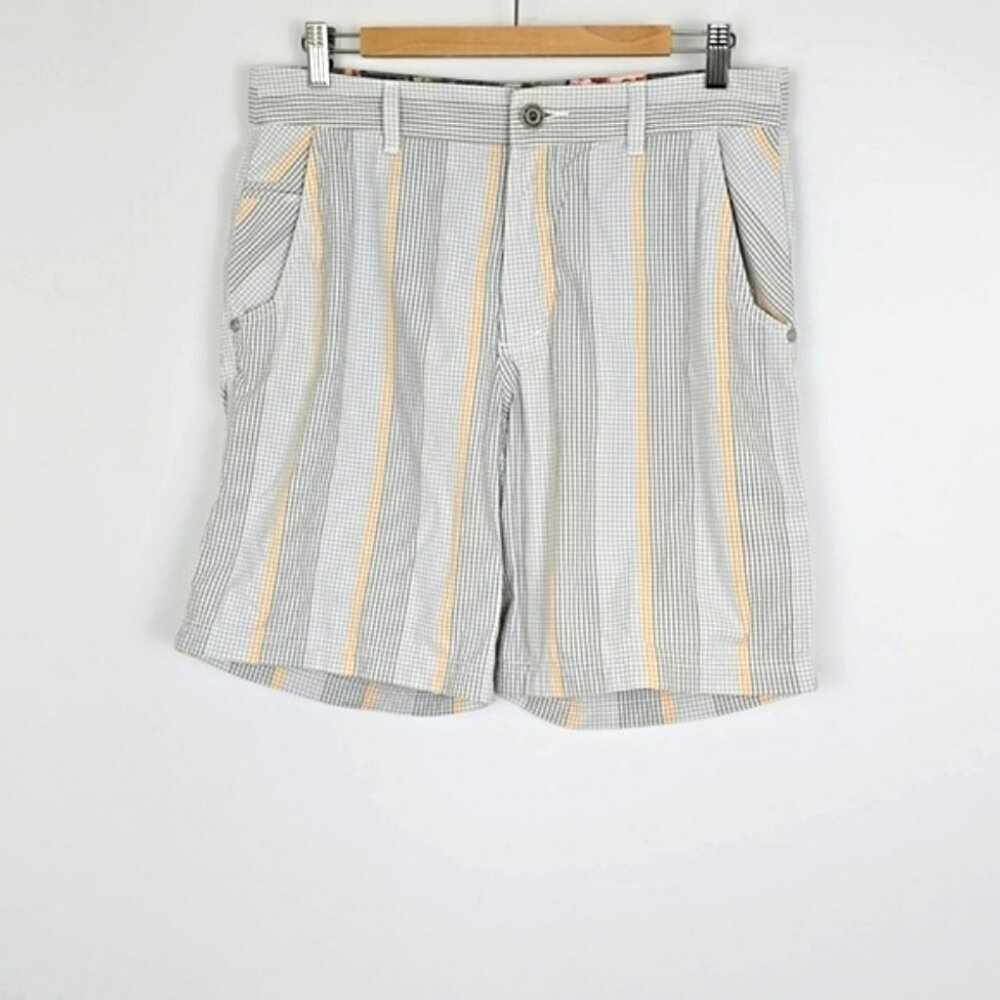 Lululemon Men's Gray Orange Plaid Kahuna Lined Shorts 34